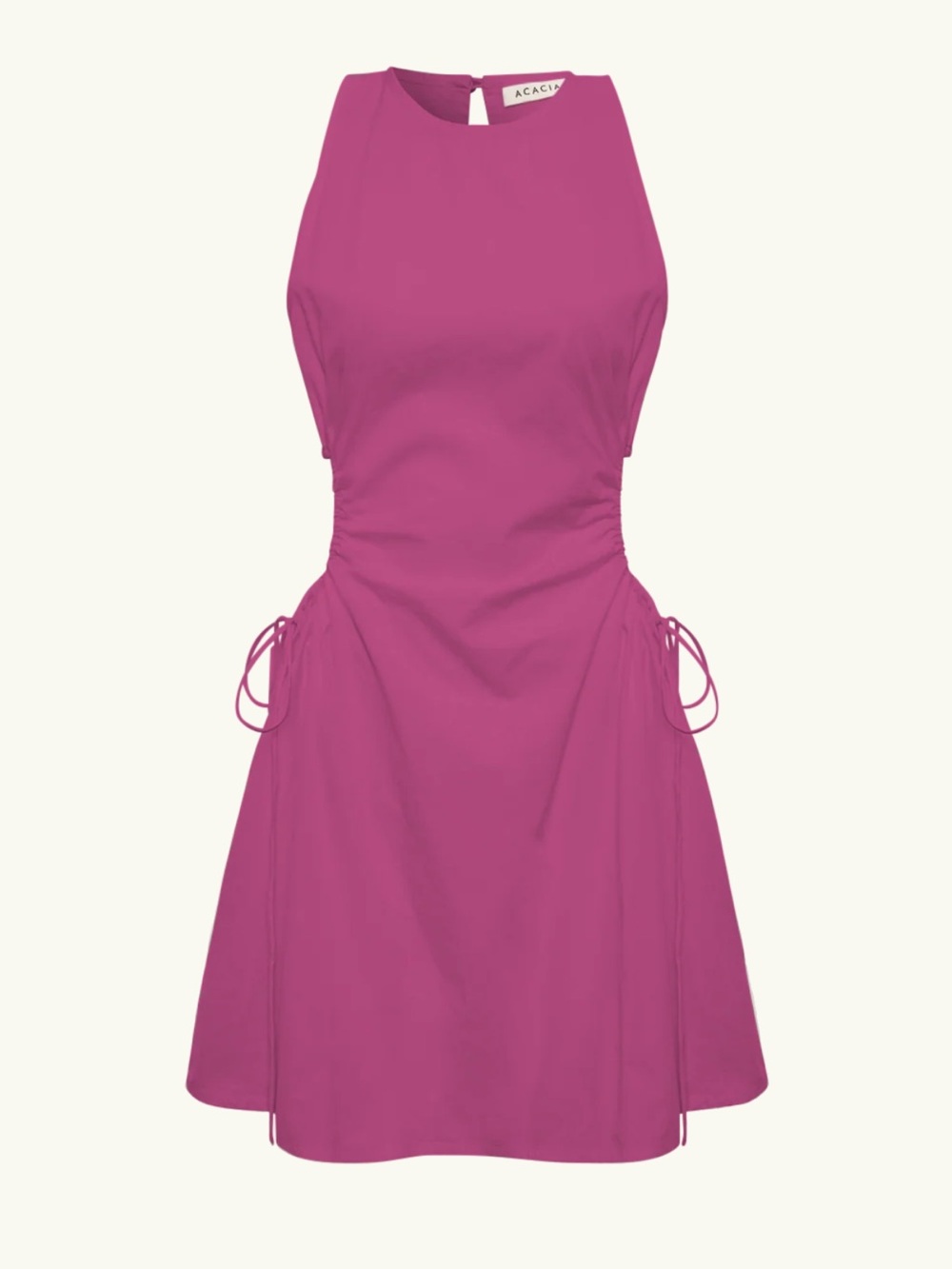 acacia swimwear Magenta Halter Mini Dress with Side Ties